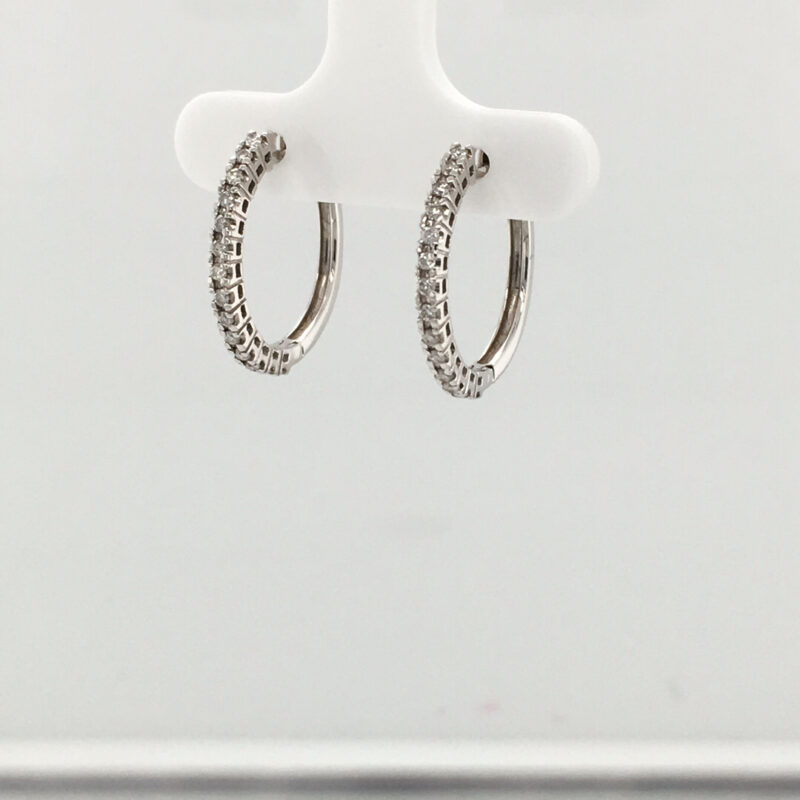 18K White Gold 0.28ct Diamond Hoop Earrings