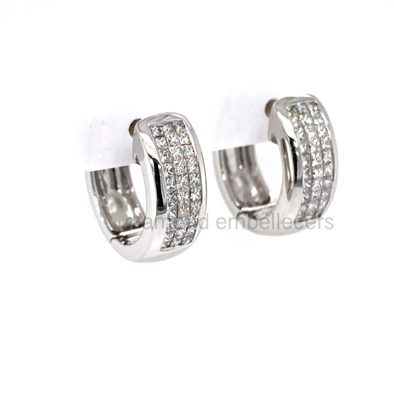 18K White Gold 1.05ct Diamond Hoop Earrings