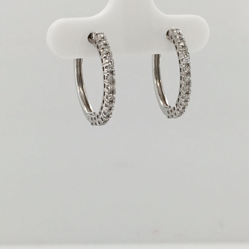 18K White Gold 0.28ct Diamond Hoop Earrings