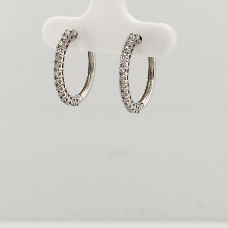 18K White Gold 0.28ct Diamond Hoop Earrings