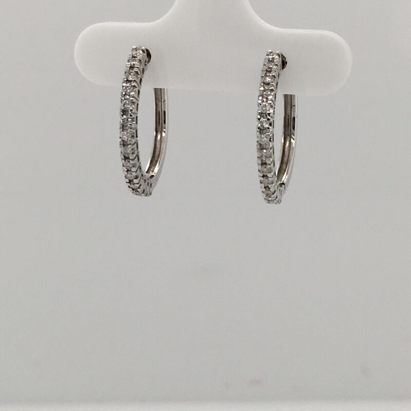 18K White Gold 0.28ct Diamond Hoop Earrings