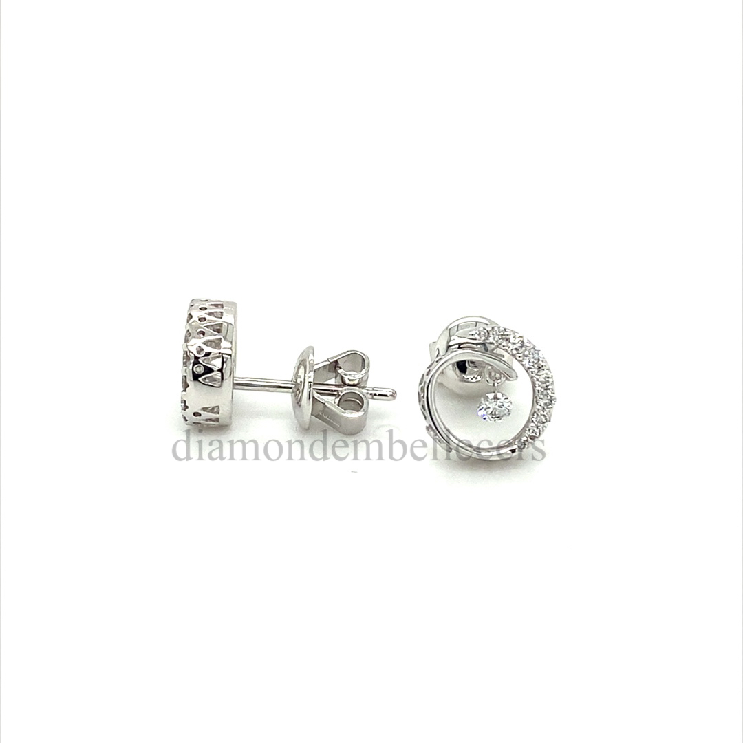18K White Gold Diamond Stud Earrings - Image 4