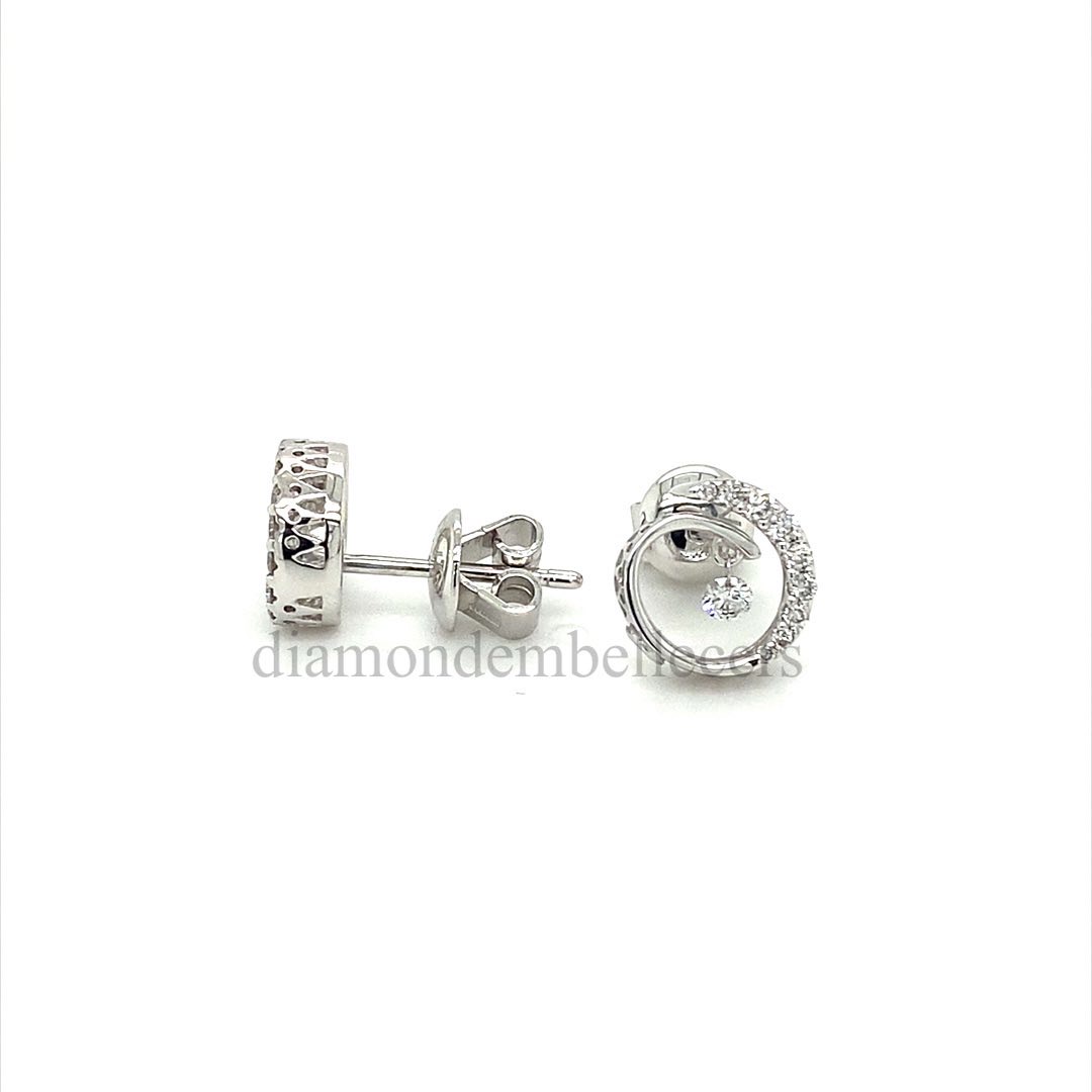 18K White Gold Diamond Stud Earrings - Image 5