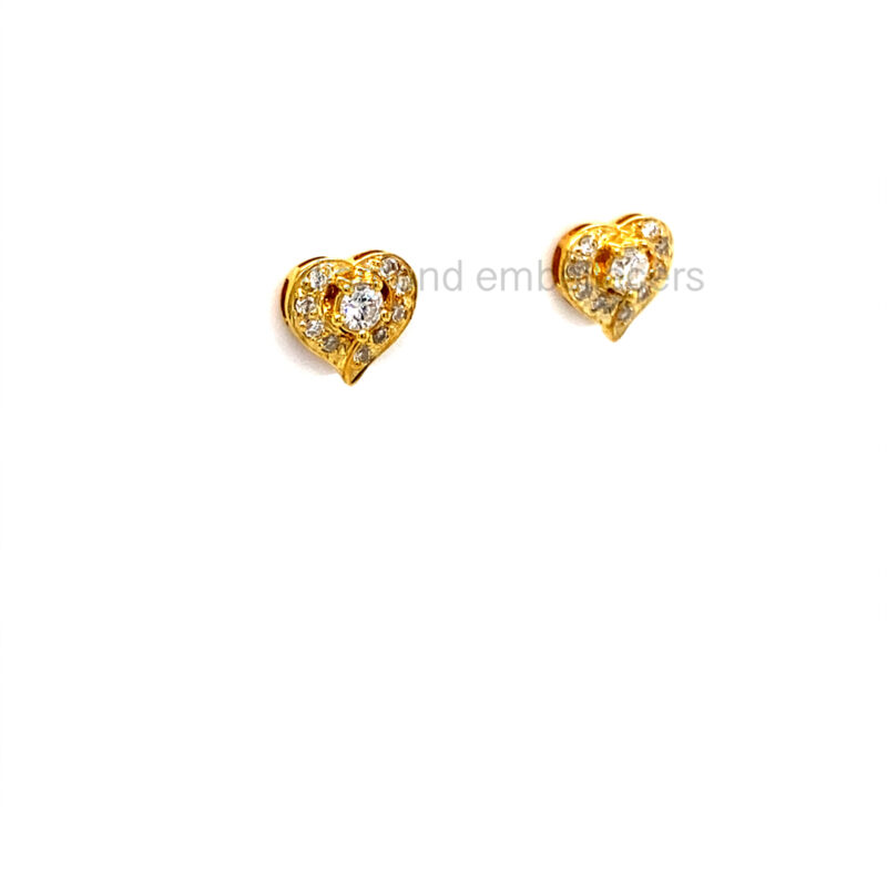 18K White & Yellow Gold Diamond Stud Earrings