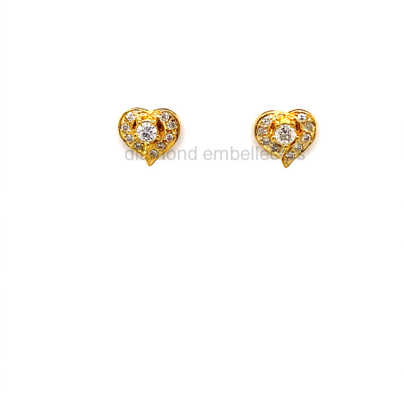 18K White & Yellow Gold Diamond Stud Earrings