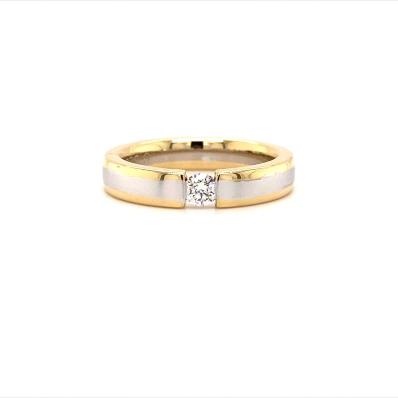 18K White & Yellow Gold 0.15ct Natural Diamond Ring