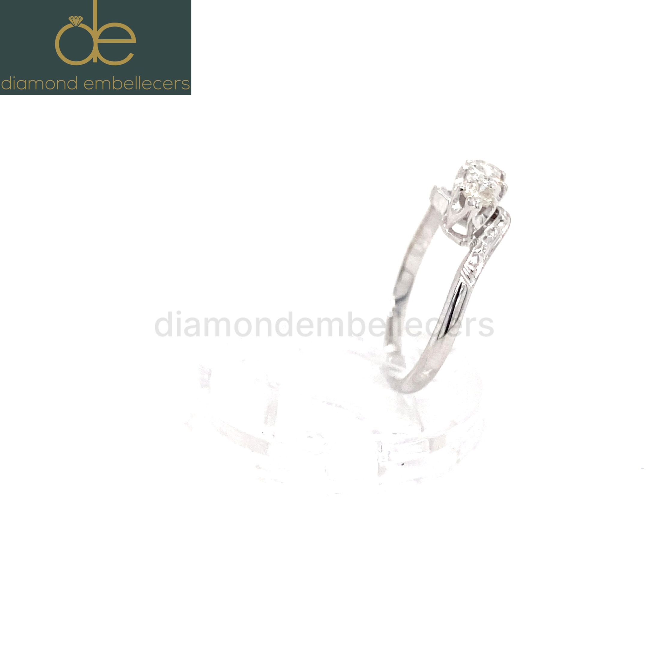 9K White Gold Natural Diamond Ring - Image 3