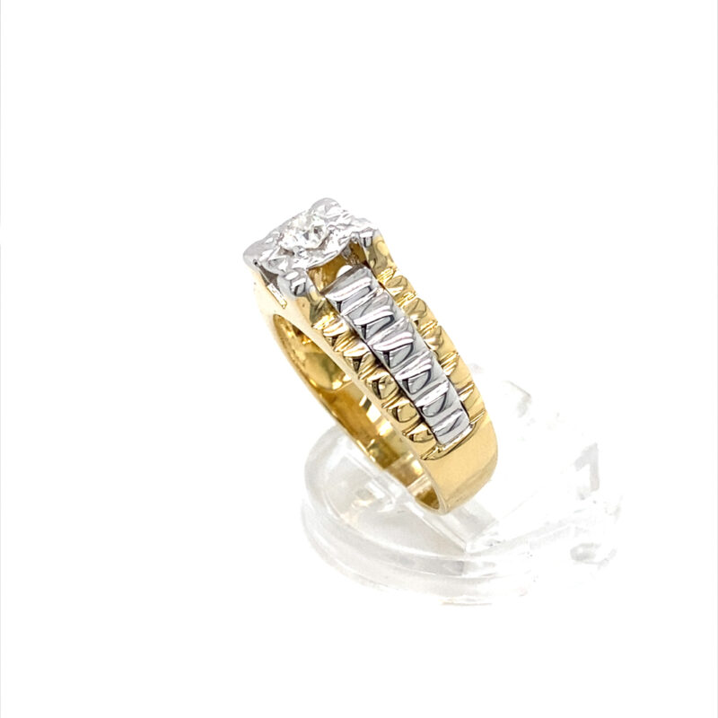 18K White & Yellow Gold 0.15ct Natural Diamond Ring