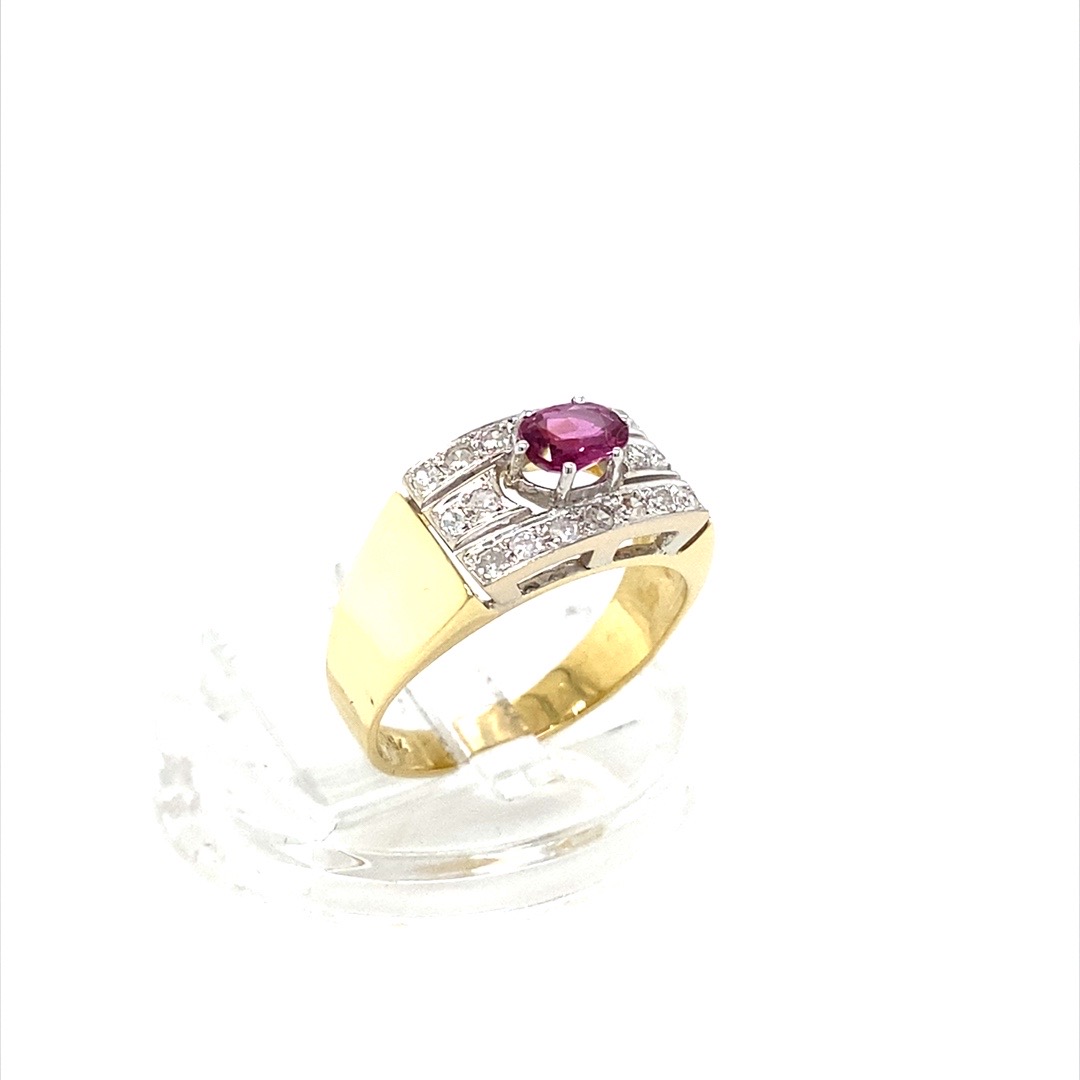 18K White & Yellow Gold Natural Diamond Ring - Image 3