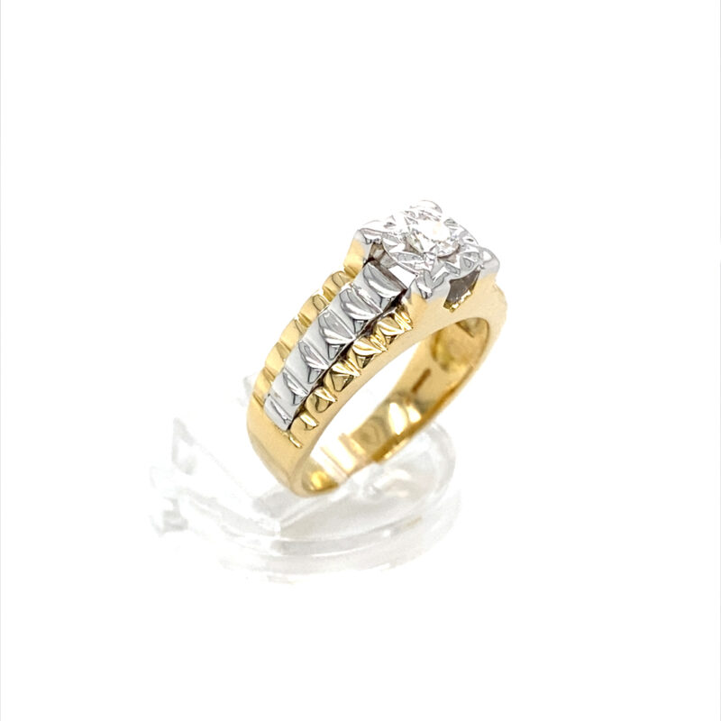 18K White & Yellow Gold 0.15ct Natural Diamond Ring