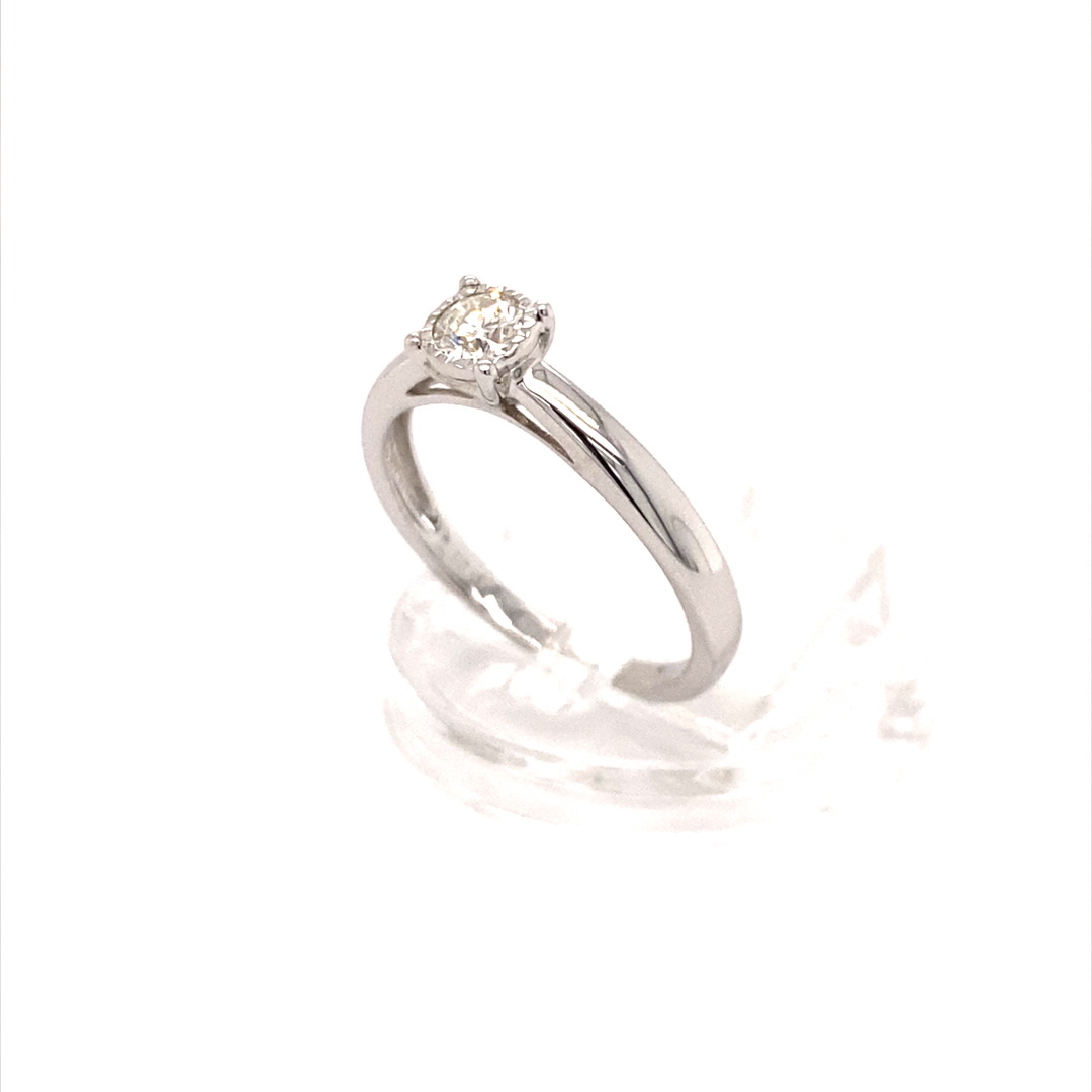 Certified UK Hallmarked White Gold 0.25ct Natural Round Brilliant Diamond Ring - Image 3