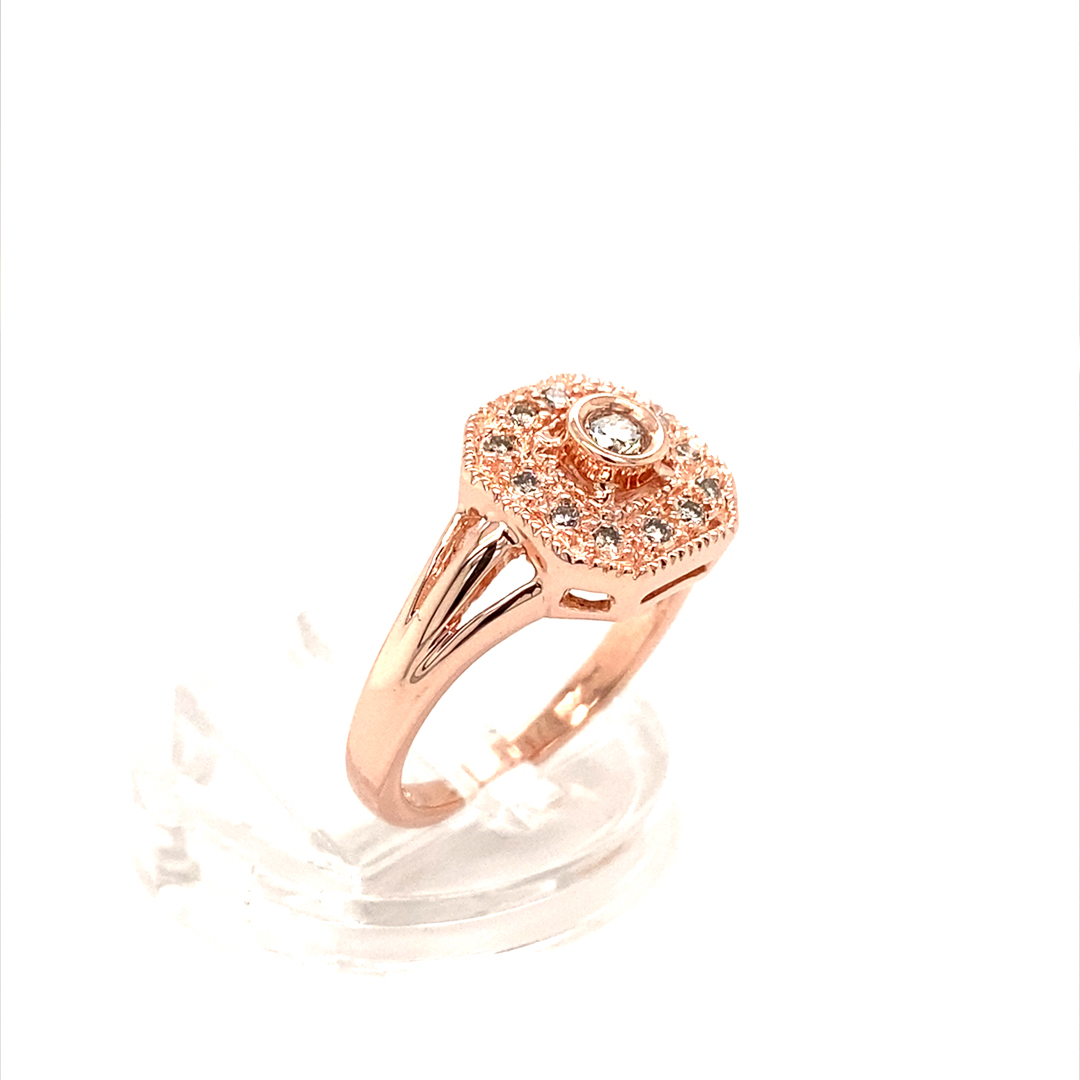 Rose Gold 0.25ct Natural Round Brilliant Diamond Ring - Image 3